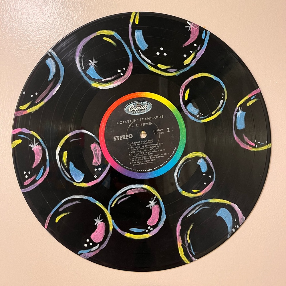 Had painted Decorative Vinyl Record with Bubble Art